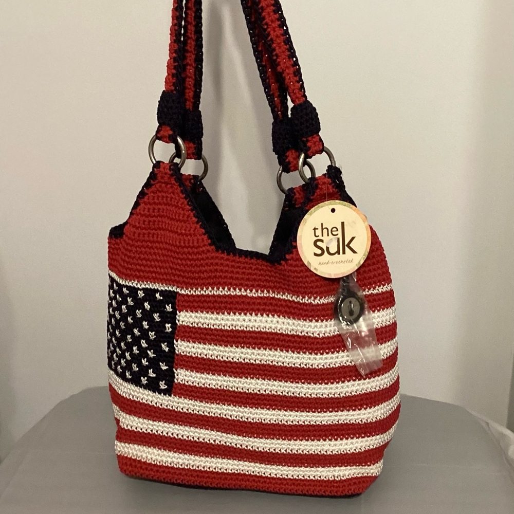 The Sak Patriotic Red and Blue Crochet Shoulder Bag